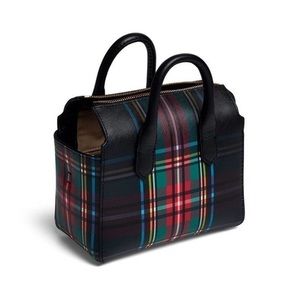 J. Crew Black Stewart Plaid Harper Mini Convertible Crossbody Satchel Bag